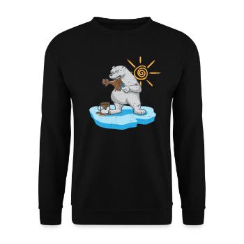 Umweltschutz Klimawandel Tag der Erde Eisbär Demo - Unisex Pullover - Schwarz - Vorne - Alina (178cm) & Michal (187cm)