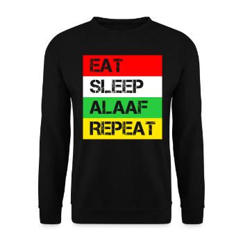 Eat Sleep Alaaf Repeat | Karneval Köln Feiern - Unisex Pullover - Schwarz - Vorne - Alina (178cm) & Michal (187cm)