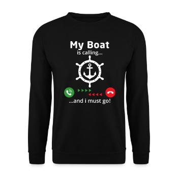 Mein Boot ruft und ich muss gehen - Unisex Pullover - Schwarz - Vorne - Alina (178cm) & Michal (187cm)