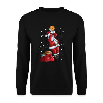 Weihnachtsmann spielt Basketball Weihnachtssport - Unisex Pullover - Schwarz - Vorne - Alina (178cm) & Michal (187cm)