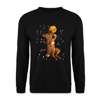 Rentier spielt Basketball Weihnachten Basketballer - Unisex Pullover - Schwarz - Vorne - Alina (178cm) & Michal (187cm)
