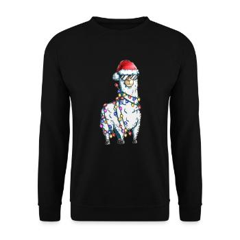 Alpaga Christmas Zoo Lama avec des guirlandes lumineuses - Sweat-shirt Unisexe - noir - Devant - Alina (178cm) & Michal (187cm)