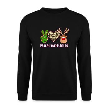 Peace Herz Rentier Liebe Friedliche Weihnachten - Unisex Pullover - Schwarz - Vorne - Alina (178cm) & Michal (187cm)