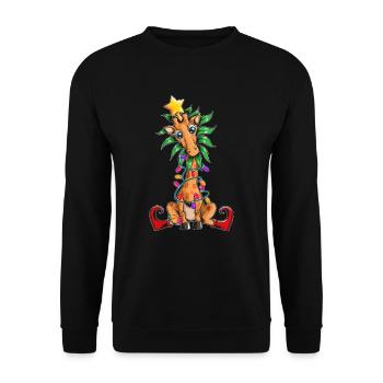 Giraffe Christmas Tree Light Chain Elf Shoes - Unisex Sweatshirt - black - Front - Alina (178cm) & Michal (187cm)