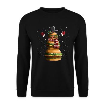 Christmas Snowman building from hamburgers - Unisex Sweatshirt - black - Front - Alina (178cm) & Michal (187cm)