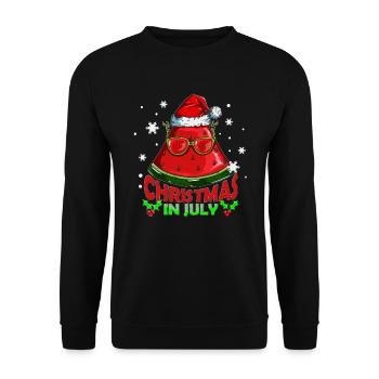 Melone Christmas in July Wassermelone Weihnachten - Unisex Pullover - Schwarz - Vorne - Alina (178cm) & Michal (187cm)