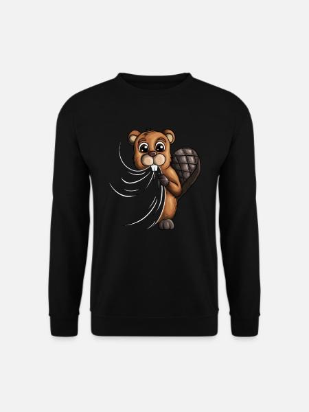 Biberdamm Biber Fan Biber knappert dein Shirt an - Unisex Pullover - Schwarz