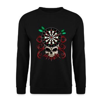 Dartpfeil Skelett Dartscheibe Dartverein Halloween - Unisex Pullover - Schwarz - Vorne - Alina (178cm) & Michal (187cm)