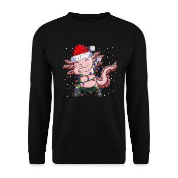 Newt Outfit Dance Shirt Axolotl Costume Dabbing dance - Unisex Sweatshirt - black - Front - Alina (178cm) & Michal (187cm)