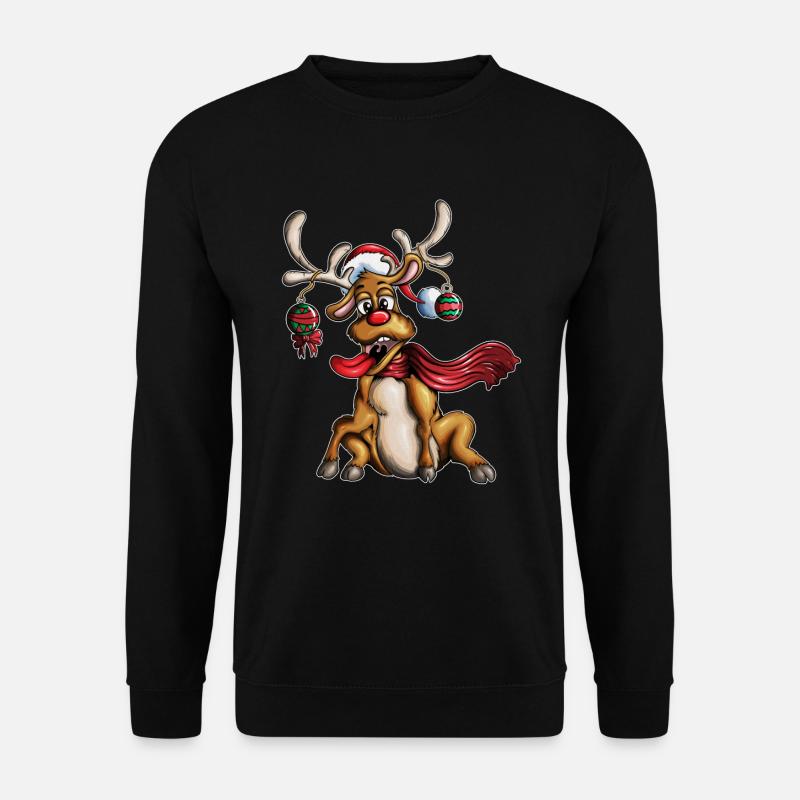 Elch Weihnachten Tannenbaum Weihnachtskugel Geweih - Unisex Pullover - Schwarz