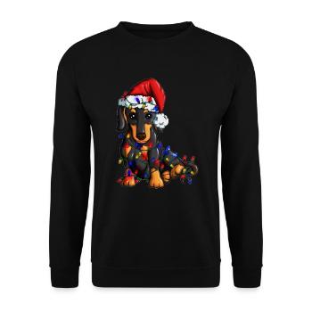 Dachshund Hunde Fan Hundeliebhaber Christmas - Unisex Pullover - Schwarz - Vorne - Alina (178cm) & Michal (187cm)