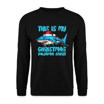 Cadeau de Noël Requin Chapeau de Noël Costume - Sweat-shirt Unisexe - noir - Devant - Alina (178cm) & Michal (187cm)