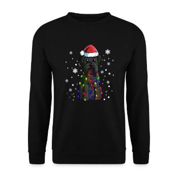 Schnauzer Riesenschnauzer mit Weihnachtsmütze - Unisex Pullover - Schwarz - Vorne - Alina (178cm) & Michal (187cm)