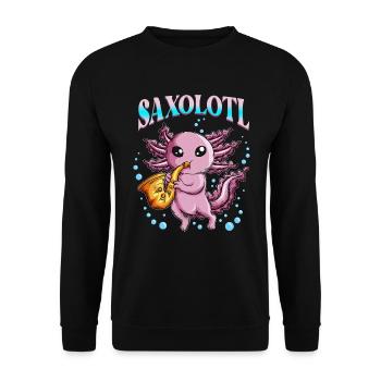 Newt Axolotle plays instrument saxophone Saxolotl - Unisex Sweatshirt - black - Front - Alina (178cm) & Michal (187cm)