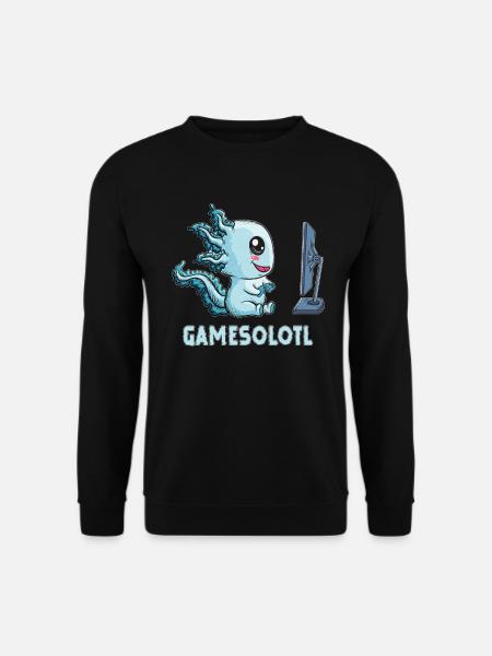 Moch Axolotl am Pc Gamer Spiele spielen Gamesolotl - Unisex Pullover - Schwarz