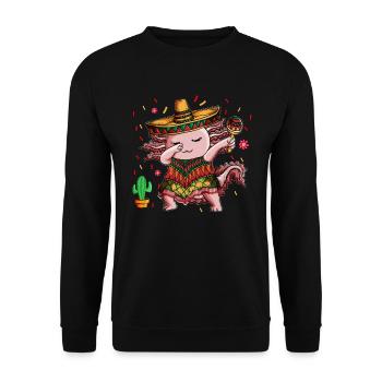 Mexican Holiday Dance Dancing Newt Axolotl - Unisex Sweatshirt - black - Front - Alina (178cm) & Michal (187cm)