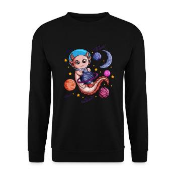 Planeten Universe Newt Axolotl is astronaut - Unisex Sweatshirt - black - Front - Alina (178cm) & Michal (187cm)