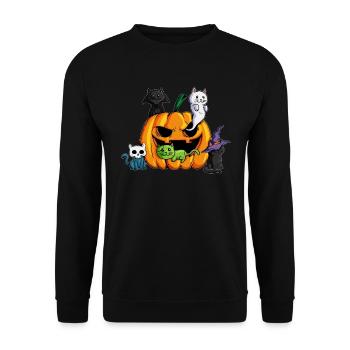 Cat Lovers Halloween Cat Vampire Witch Cat - Unisex Sweatshirt - black - Front - Alina (178cm) & Michal (187cm)