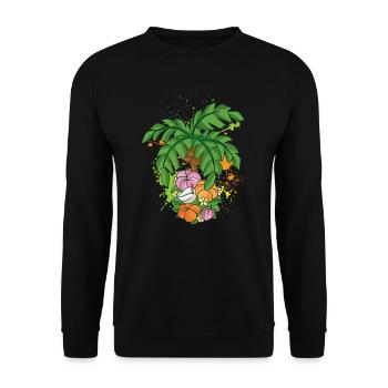 Palme Blüte Pflanze Sommeroutfit Urlaubskostüm - Unisex Pullover - Schwarz - Vorne - Alina (178cm) & Michal (187cm)