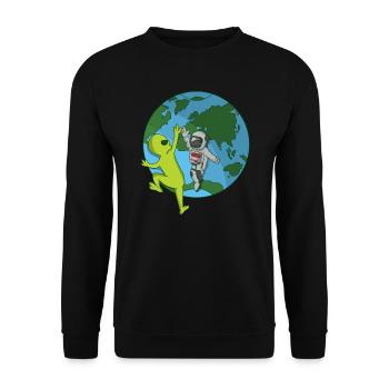 Astronauten Alien Weltraum Raumfahrer Kosmonaut - Unisex Pullover - Schwarz - Vorne - Alina (178cm) & Michal (187cm)