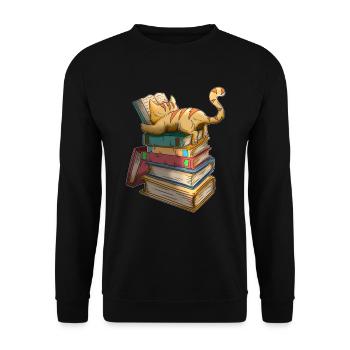 Chats Livres Rat de bibliothèque Livre Chats Rat de bibliothèque - Sweat-shirt Unisexe - noir - Devant - Alina (178cm) & Michal (187cm)