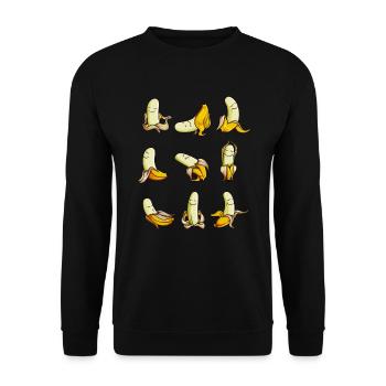 Banana Yoga Sport Motivation Régime végétalien - Sweat-shirt Unisexe - noir - Devant - Alina (178cm) & Michal (187cm)