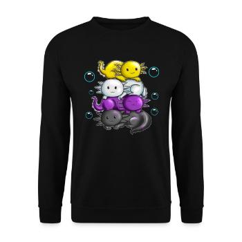 Four newts Axolotl cuddle under water - Unisex Sweatshirt - black - Front - Alina (178cm) & Michal (187cm)