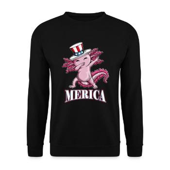 Merica Axolotl Newt with Top Hat America USA - Unisex Sweatshirt - black - Front - Alina (178cm) & Michal (187cm)