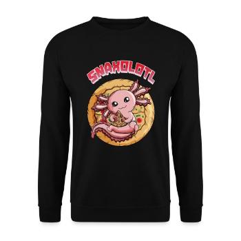 Axolotle liebt Snacks Snaxolotl lustiges Wortspiel - Unisex Pullover - Schwarz - Vorne - Alina (178cm) & Michal (187cm)