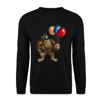 Bigfoot Geburtstagsparty Fabelwesen Mysterium - Unisex Pullover - Schwarz - Vorne - Alina (178cm) & Michal (187cm)