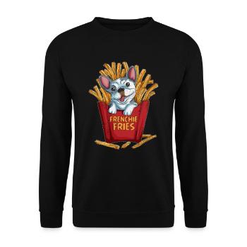 Hunderasse Französische Bulldogge Pommes Hund - Unisex Pullover - Schwarz - Vorne - Alina (178cm) & Michal (187cm)