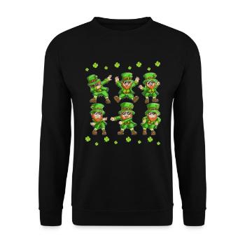 Dabbing Dancing Leprechaun Ireland St Patrick's Day - Unisex Sweatshirt - black - Front - Alina (178cm) & Michal (187cm)