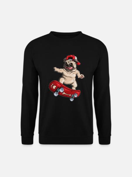 Skateboard Pug Motif Dog Breed Dog Owner Pugs - Unisex Sweatshirt - black