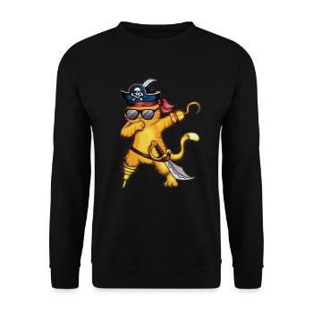 Pirate Chat Pirate Costume Chat Squelette Poisson - Sweat-shirt Unisexe - noir - Devant - Alina (178cm) & Michal (187cm)