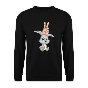 Lapin Carotte Carotte Main Signe de Paix Oreille de Lapin - Sweat-shirt Unisexe - noir - Devant - Alina (178cm) & Michal (187cm)