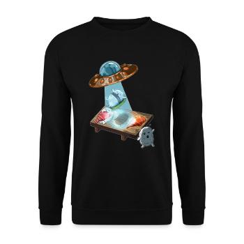 Japanese Sushi Kawaii Aisa Cuisine Rice Fish - Unisex Sweatshirt - black - Front - Alina (178cm) & Michal (187cm)
