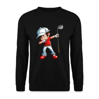 Dabbing Golfer Golfspieler Golfball Golfverein Fan - Unisex Pullover - Schwarz - Vorne - Alina (178cm) & Michal (187cm)