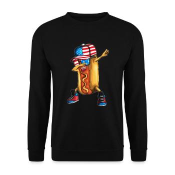 Drôle de hot-dog dabbing restauration rapide cuisine - Sweat-shirt Unisexe - noir - Devant - Alina (178cm) & Michal (187cm)