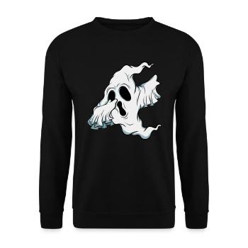 Dabbing Ghost Pumpkin Glowing Skeleton Halloween - Unisex Sweatshirt - black - Front - Alina (178cm) & Michal (187cm)