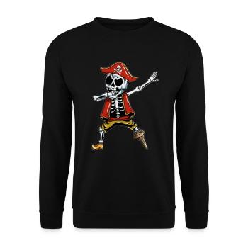 Dabbing Pirate Pumpkin Glowing Halloween - Unisex Sweatshirt - black - Front - Alina (178cm) & Michal (187cm)