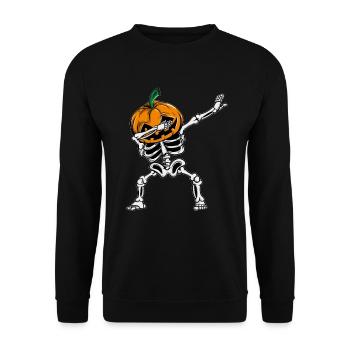 Dabbing Skeleton Pumpkin Glowing Halloween - Sweat-shirt Unisexe - noir - Devant - Alina (178cm) & Michal (187cm)