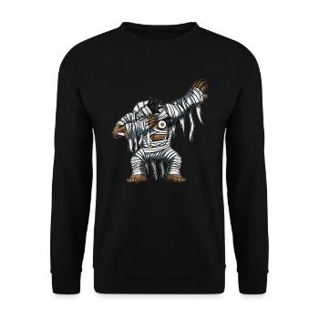 Dabbing Mummy Pumpkin Glowing Skeleton Halloween - Unisex Sweatshirt - black - Front - Alina (178cm) & Michal (187cm)