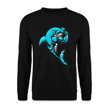 Big Bloody Great White Shark Bodybuilder Angler - Unisex Sweatshirt - black - Front - Alina (178cm) & Michal (187cm)