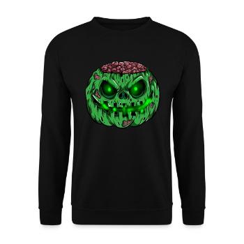 Zombie Pumpkin Glowing Skeleton Halloween Zombie - Unisex Sweatshirt - black - Front - Alina (178cm) & Michal (187cm)