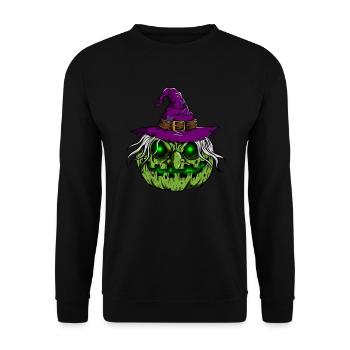 Witches Pumpkin Glowing Skeleton Halloween - Unisex Sweatshirt - black - Front - Alina (178cm) & Michal (187cm)
