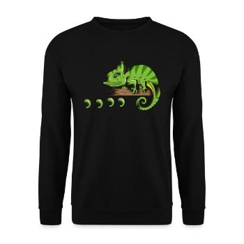 Echse Reptil Halter Gecko Lizard Eidechsen Design - Unisex Pullover - Schwarz - Vorne - Alina (178cm) & Michal (187cm)