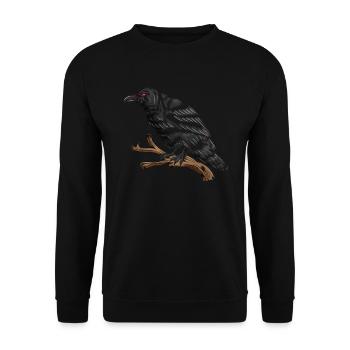 Rabe mit schwarzen Federn schlauer Singvogel Krähe - Unisex Pullover - Schwarz - Vorne - Alina (178cm) & Michal (187cm)