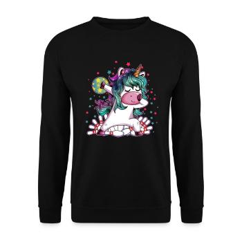 Bowling Einhorn Bowlingkugel Bowlingbahn Kegel - Unisex Pullover - Schwarz - Vorne - Alina (178cm) & Michal (187cm)