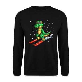 Snow Skiing Driver Dinosaur Snow Slope - Unisex Sweatshirt - black - Front - Alina (178cm) & Michal (187cm)
