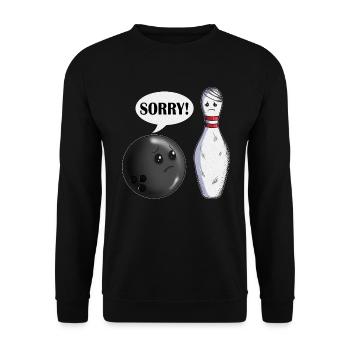 Bowlingkugel Sorry Witziges Bowler Bowlingoutfit - Unisex Pullover - Schwarz - Vorne - Alina (178cm) & Michal (187cm)